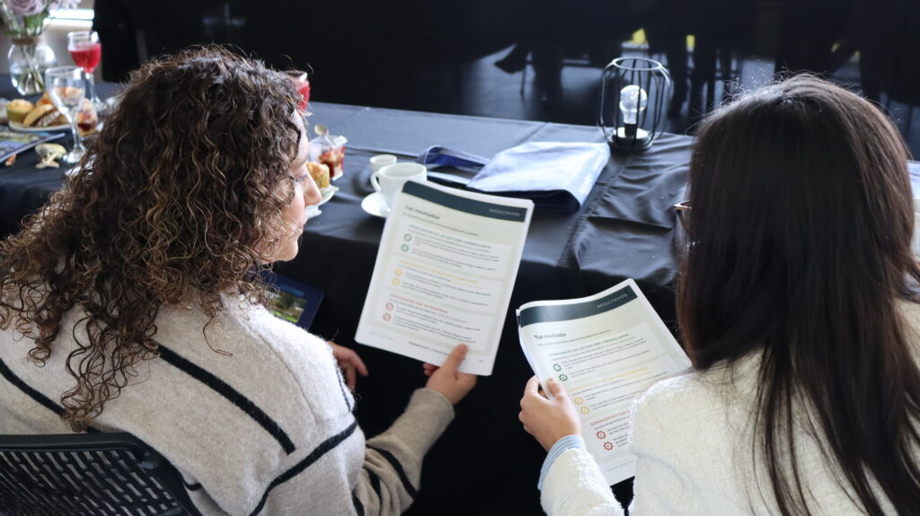 Participantes mostrando sus informes del test Working Genius